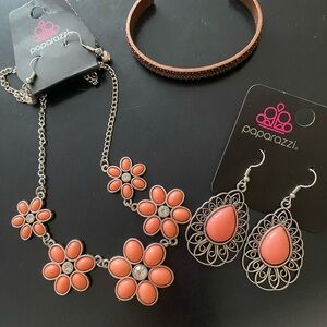 Paparazzi Coral Floral Necklace and Earring Set